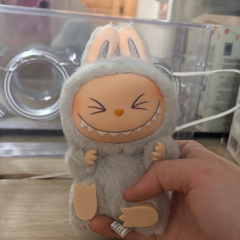 Gray Plush Bunny Figurine